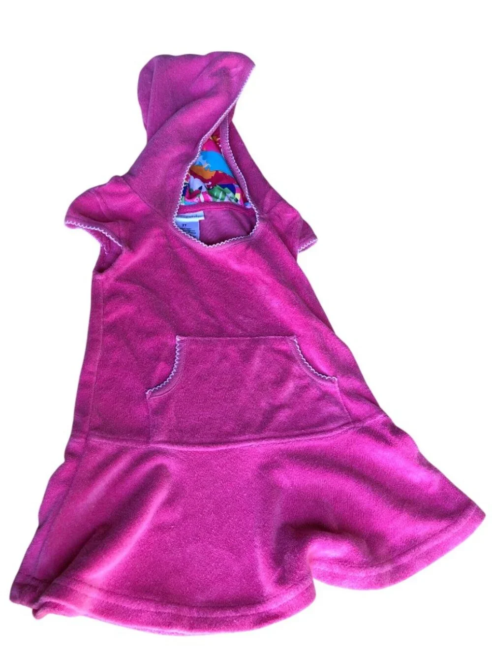 Cabana Life Bathing Suit Cover up Terrycloth Hooded Girls 2T Rainbow Heart Pink
